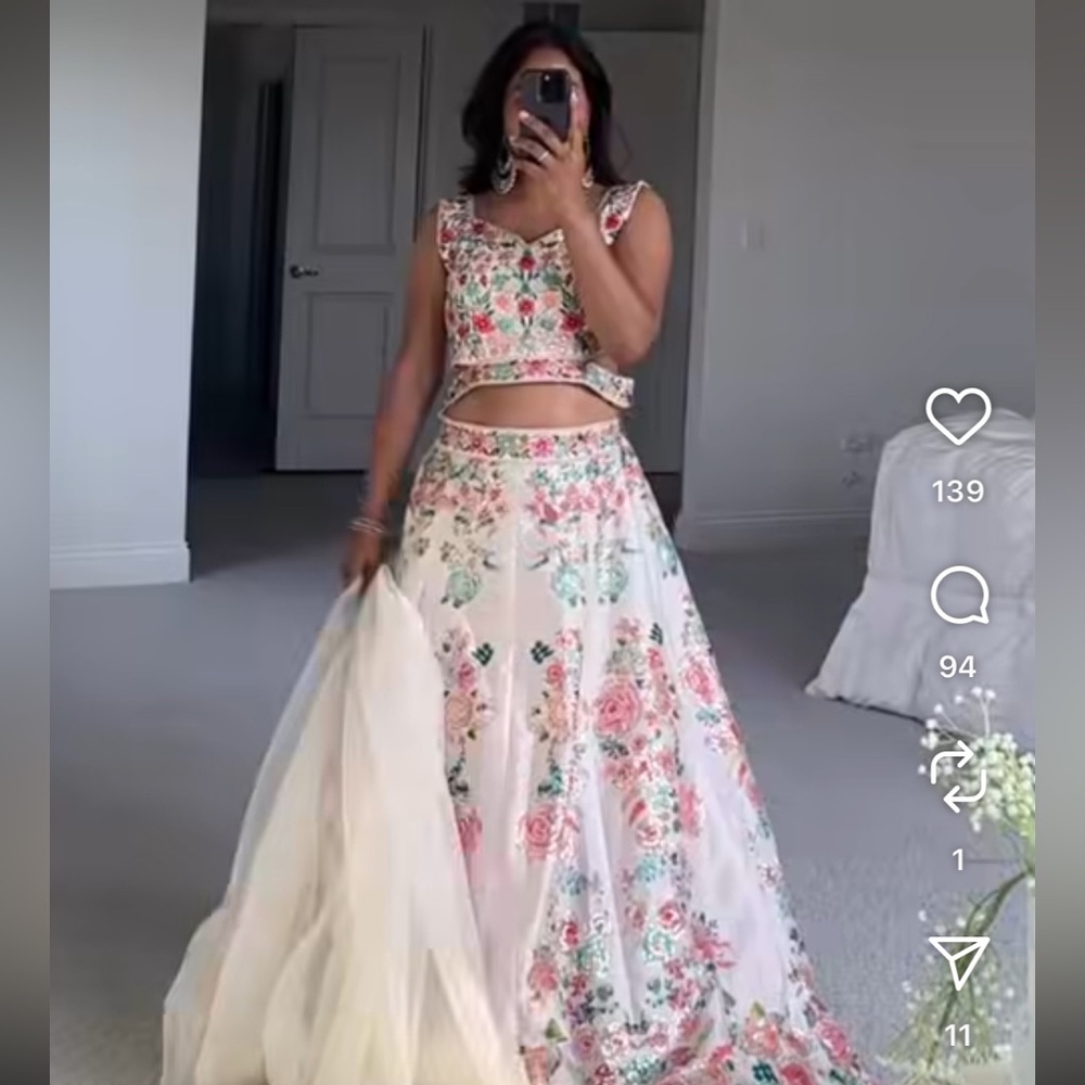 Indya Floral Lengha Set NWT – Medium – Indian Wedding/Party Outfit